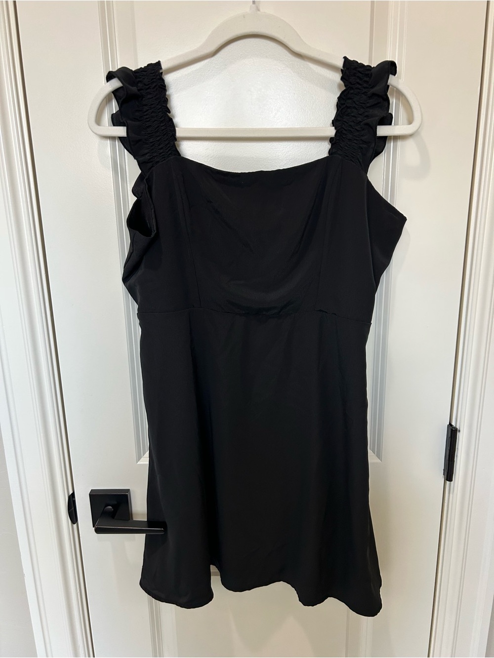 Black Mini Dress with Shirred Straps